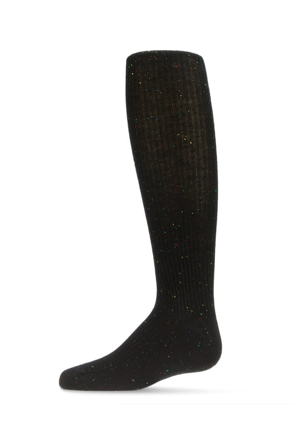 Thin Ribbed Speckled Cotton Tights - Girls - Female, 2, Black