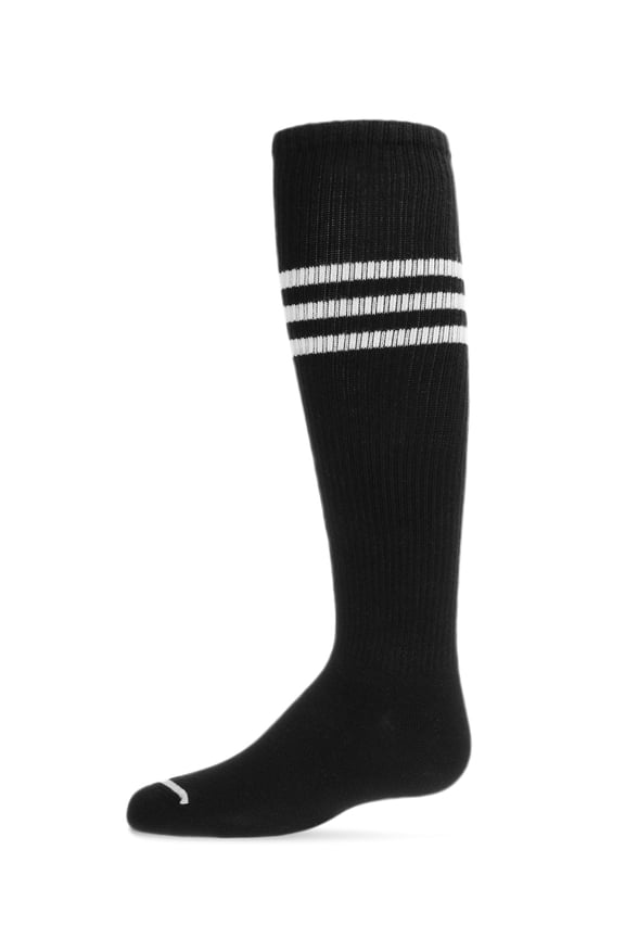 Thin Ribbed Sport Stripe Cotton Blend Knee High Socks - Girls - Female, 8, Dark Gray