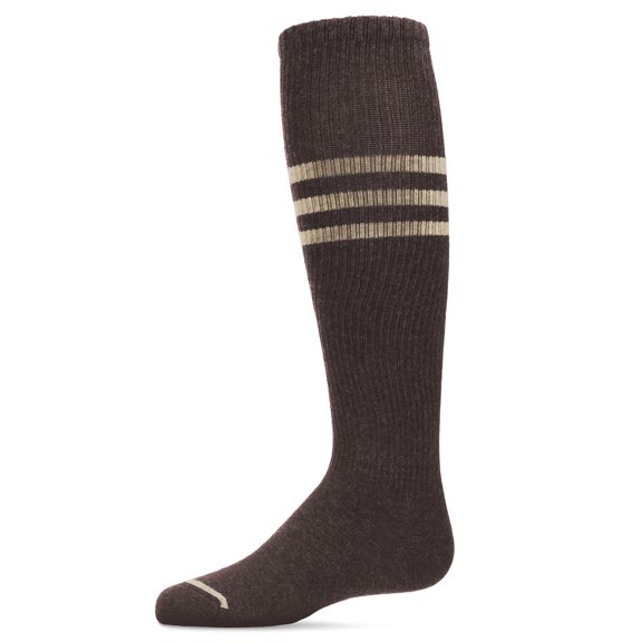 MeMoi Thin Ribbed Sport Stripe Cotton Blend Knee High Socks - Girls - Female, 12, Brown