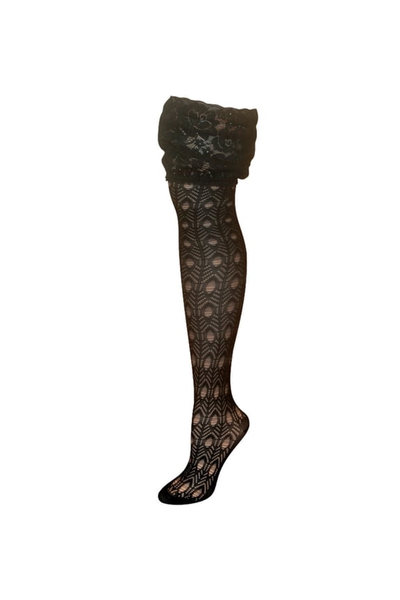 Threaded Peak Net Over The Knee Warm Socks - Womens - Female, One Size, Ivory