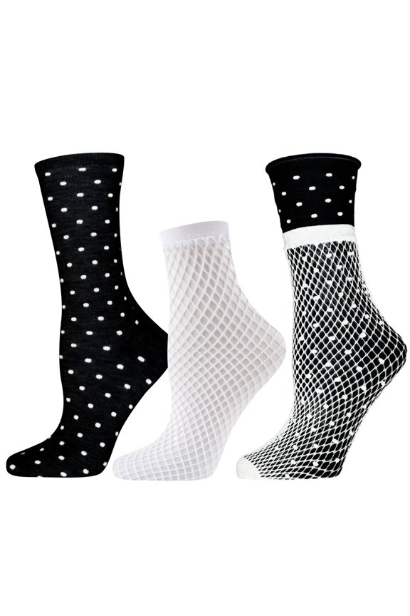 Three-In-One Mix & Match Crew and Fishnet Socks - Mens - Male