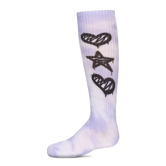 MeMoi Tie Dye Graffiti Shapes Knee High Socks - Girls - Female, 6, Purple