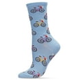 thumbnail image 1 of MeMoi Time to Ride Bicycles Bamboo Blend Crew Sock - Womens - Female, 9-11, Light Blue, 1 of 5