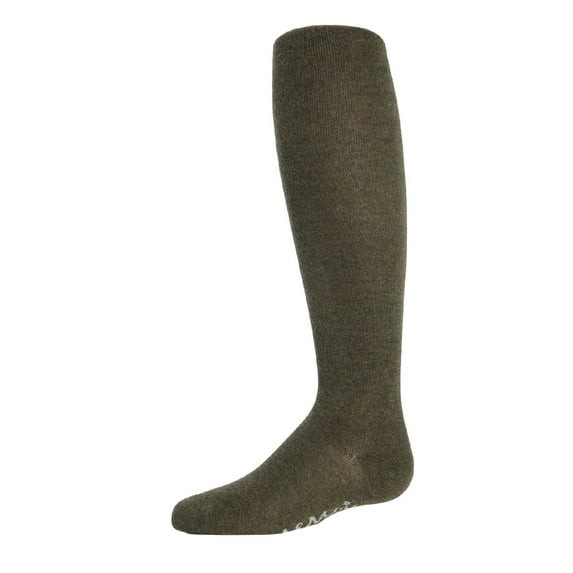 MeMoi Girls Ultra-Soft Opaque Pima Cotton-Rich Mini-Ribbed Sweater Tights - Girls - Female, 4, Olive Heather