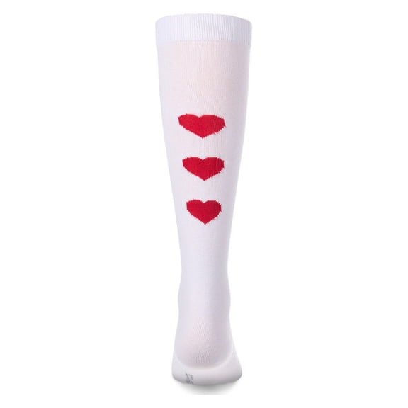 MeMoi Girls "Triple Heart" Cotton-Rich Mini-Ribbed Heart-Themed Knee High Sock - Girls - Female, 6, Red