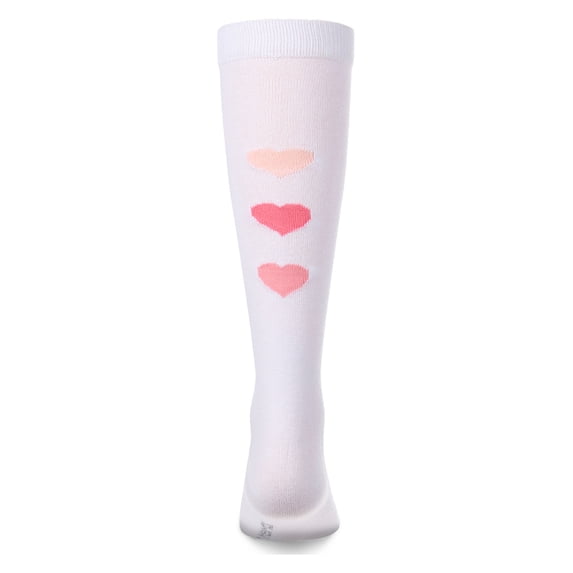 MeMoi Girls "Triple Heart" Cotton-Rich Mini-Ribbed Heart-Themed Knee High Sock - Girls - Female, 6, Red