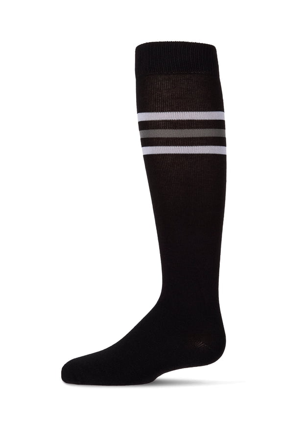 Girls Triple-Stripe Cotton-Rich Fine-Gauge Varsity Knee High Sock - Girls - Female, 2, Navy