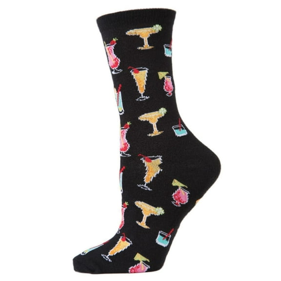MeMoi Tropical Drinks Bamboo Blend Crew Socks - Womens - Female, One Size, Black
