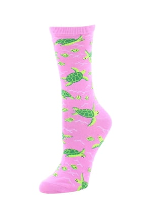 Turtle Time Bamboo Blend Crew Socks - Womens - Female, One Size, Black