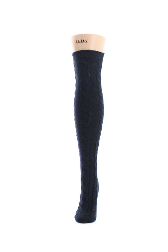 Twist Cable Chunky Knit Over The Knee Sock - Womens - Female, One Size, Black