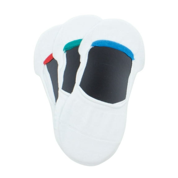 MeMoi Ultra Invisible Cotton Sneaker Sock Liners With Contrast Heel 3-Pack - Womens - Female, One Size, Blue Multi