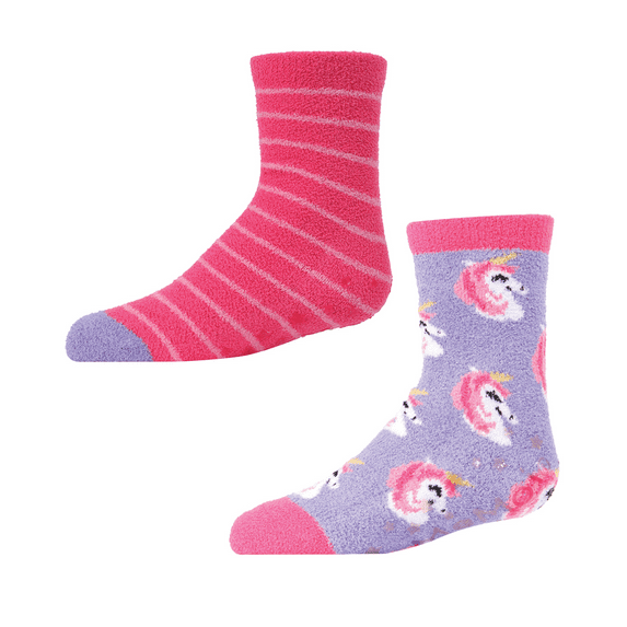 MeMoi Unicorn 2-Pair Fuzzy Socks | Socks By MeMoi One Size / Fuchsia