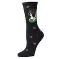 thumbnail image 1 of MeMoi Unicorn Bamboo Blend Crew Socks - Womens - Female, 9-11, Black, 1 of 7