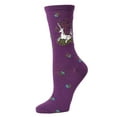 thumbnail image 1 of MeMoi Unicorn Bamboo Blend Crew Socks - Womens - Female, 9-11, Blackberry Cordial, 1 of 7