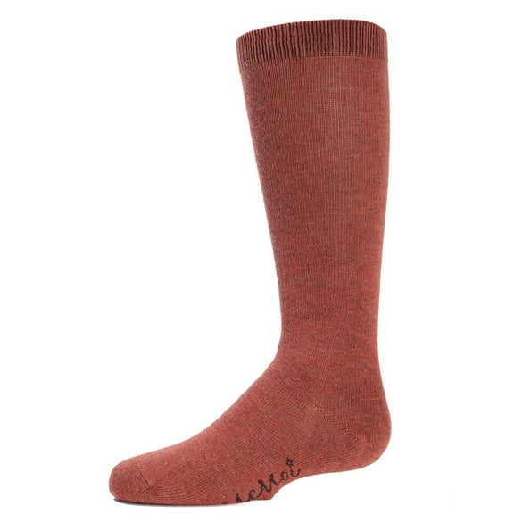 MeMoi Ribbed Classic Cotton-Rich Solid-Color Knee High Sock - Girls - Female, 10, Rust Heather