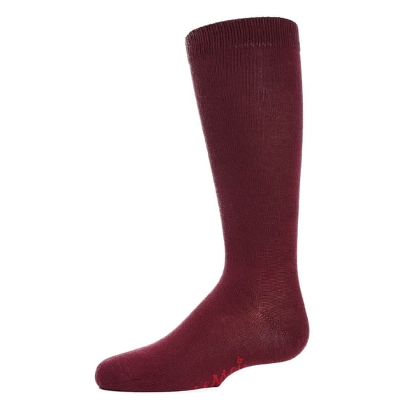 MeMoi Ribbed Classic Cotton-Rich Solid-Color Knee High Sock - Girls - Female, 8, Burgundy