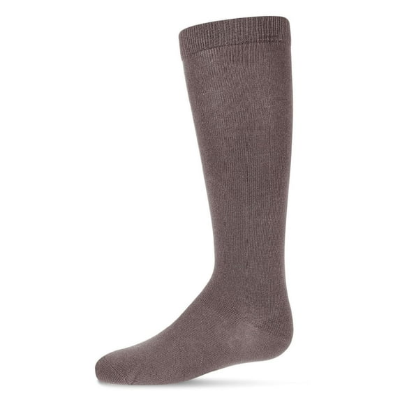 MeMoi Ribbed Classic Cotton-Rich Solid-Color Knee High Sock - Girls - Female, 12, Taupe