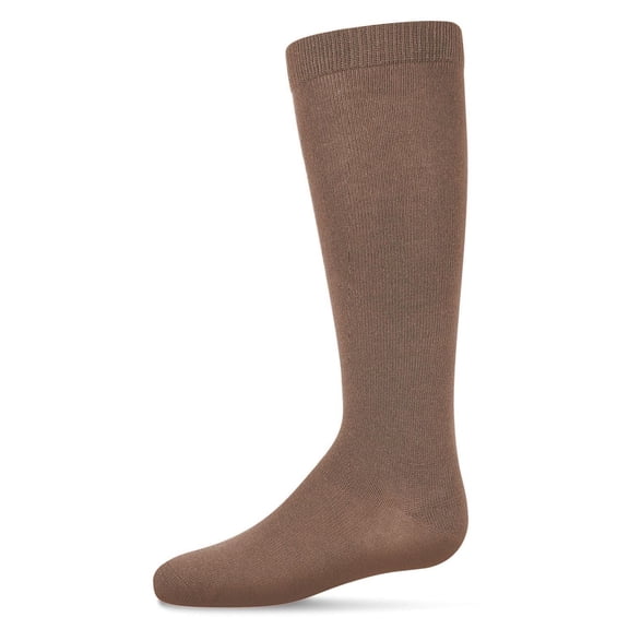 MeMoi Ribbed Classic Cotton-Rich Solid-Color Knee High Sock - Girls - Female, 10, Toasted Almond