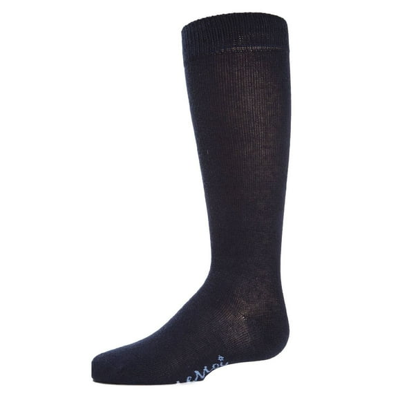 MeMoi Ribbed Classic Cotton-Rich Solid-Color Knee High Sock - Girls - Female, 14, Navy