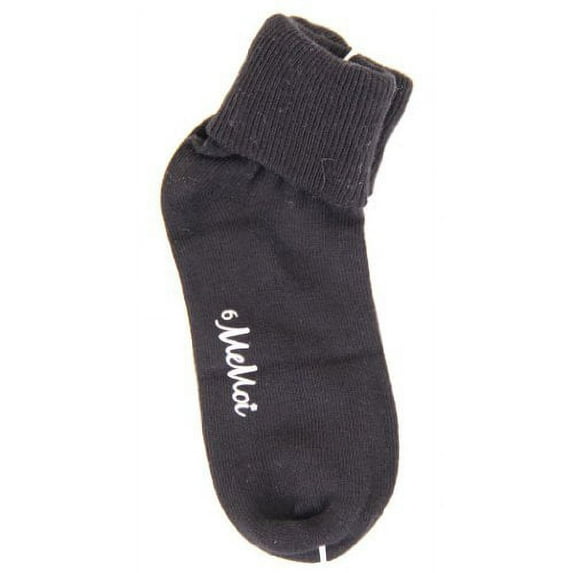 MeMoi Ribbed Triple-Roll-Cuff Cotton-Rich Ankle Sock - Girls - Female, 8, Black