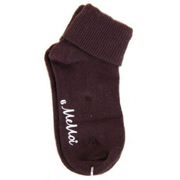 MeMoi Ribbed Triple-Roll-Cuff Cotton-Rich Ankle Sock - Girls - Female, 2, Brown