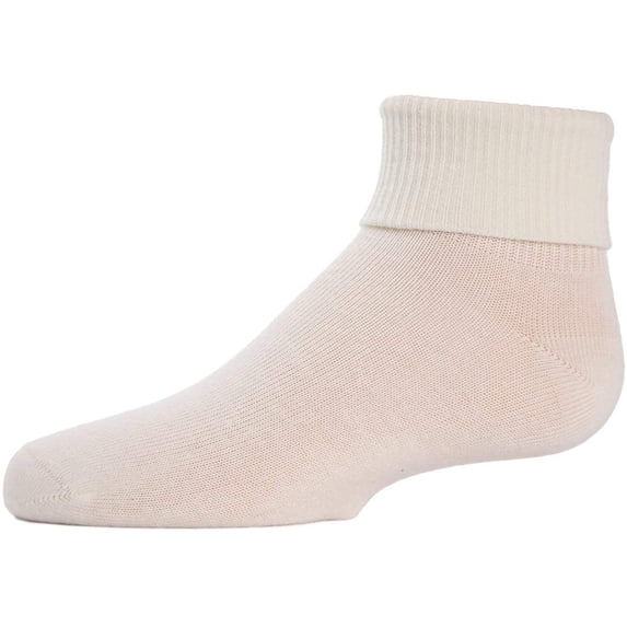 MeMoi Ribbed Triple-Roll-Cuff Cotton-Rich Ankle Sock - Girls - Female, 0, Ivory