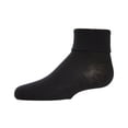 thumbnail image 1 of MeMoi Ribbed Triple-Roll-Cuff Cotton-Rich Ankle Sock - Girls - Female, 2, Ivory, 1 of 11