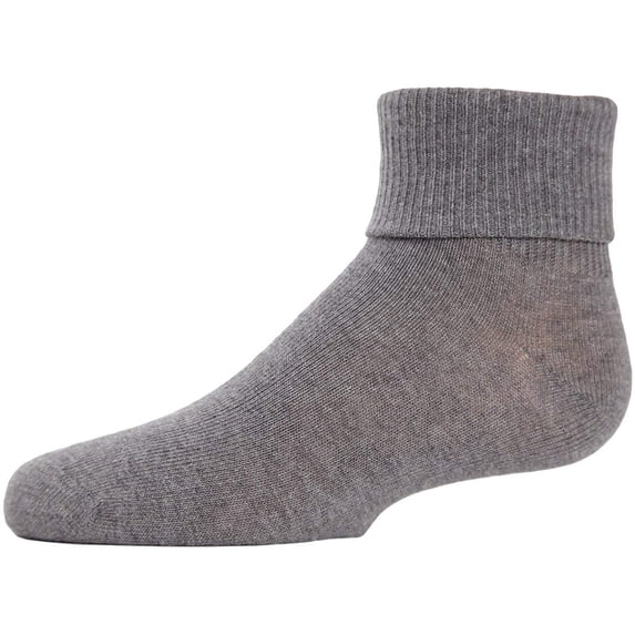 MeMoi Ribbed Triple-Roll-Cuff Cotton-Rich Ankle Sock - Girls - Female, 0, Light Gray