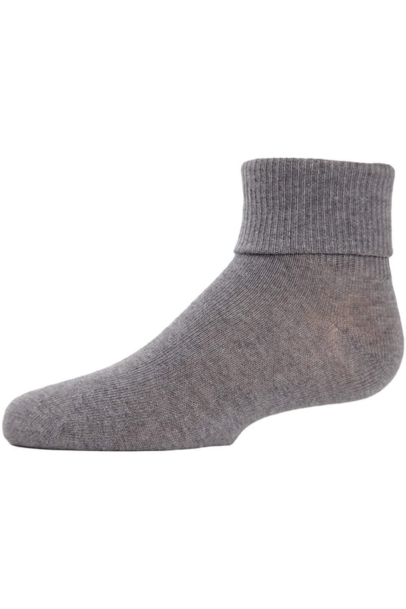 Ribbed Triple-Roll-Cuff Cotton-Rich Ankle Sock - Girls - Female, 0, Light Gray