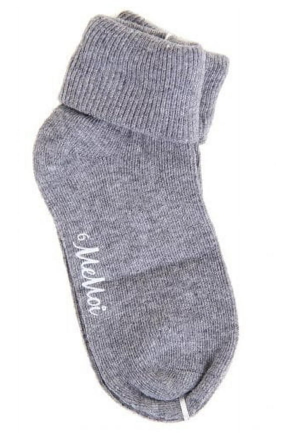 Ribbed Triple-Roll-Cuff Cotton-Rich Ankle Sock - Girls - Female, 8, Light Gray