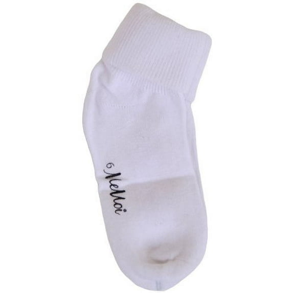 MeMoi Ribbed Triple-Roll-Cuff Cotton-Rich Ankle Sock - Girls - Female, 8, White