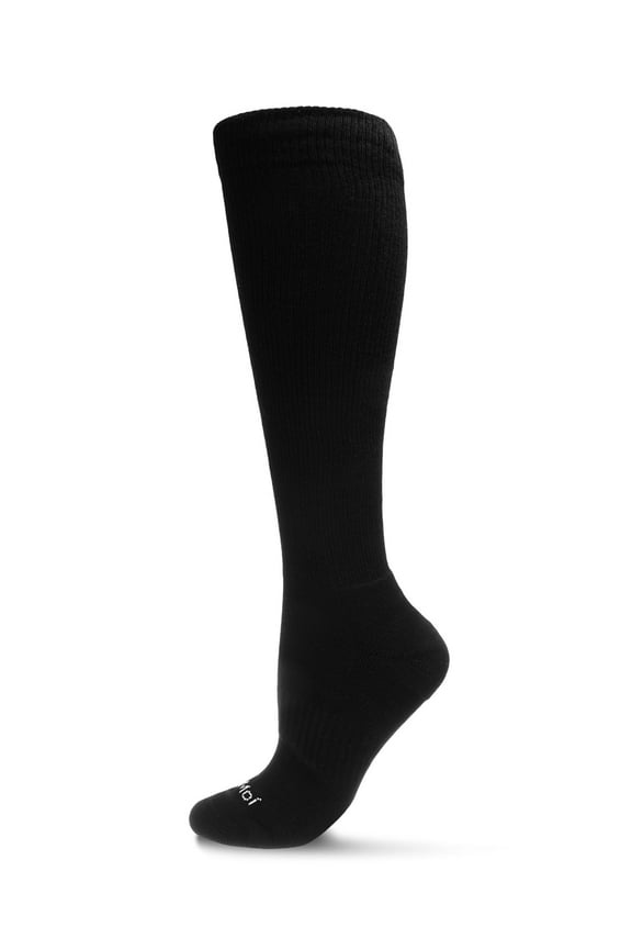 Wellfit Unisex Classic Athletic Cushion Sole Knee High Cotton Blend 15-20mmHg Graduated Compression Socks, 9-11, Black