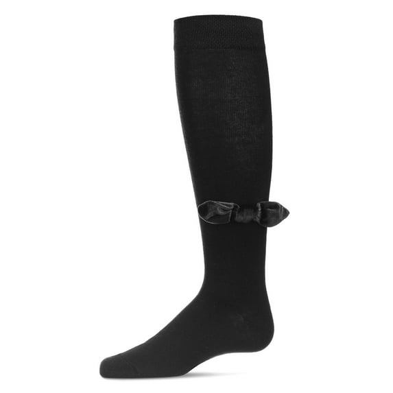 MeMoi Velvet Bow Cotton Blend Knee High Sock - Girls - Female, 4, Black