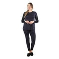 thumbnail image 1 of MeMoi Women's Velvet Racing Stripe Trim Long Sleeve Pajama Set - Womens - Female, Large, Navy, 1 of 12