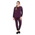 thumbnail image 1 of MeMoi Women's Velvet Racing Stripe Trim Long Sleeve Pajama Set - Womens - Female, Medium, Grape, 1 of 12