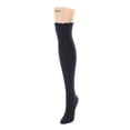 thumbnail image 1 of MeMoi Vertical Ridges Cotton Blend Over The Knee Socks - Womens - Female, One Size, Black, 1 of 2