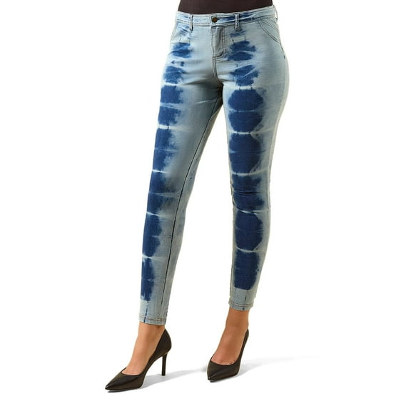 MeMoi Vintage 80's Style Acid Wash Jean Leggings - Womens - Female (Medium/Large, Blue Denim)