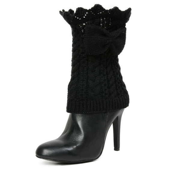 MeMoi Vixen Mixed Rib Bow Detail Boot Topper - Womens - Female