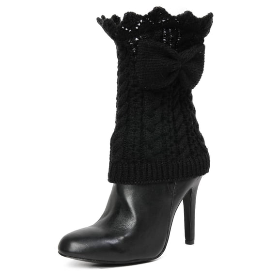 MeMoi Vixen Mixed Rib Bow Detail Boot Topper - Womens - Female