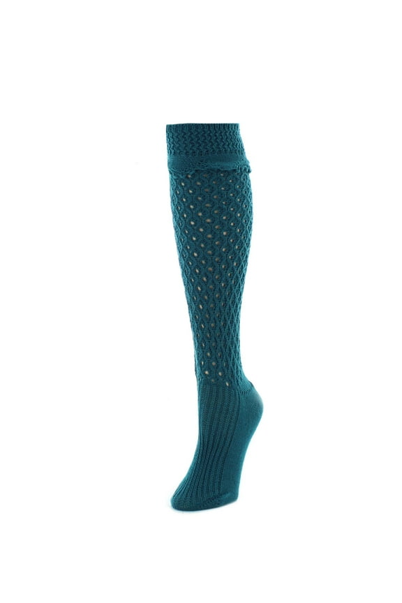 Waffle Chunky Knit Knee-High Sock - Womens - Female, One Size, Ocean Depths