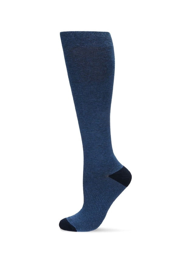 Wellfit WellFit 15-20mmHg Off Black Cotton Compression Socks, 9-11, Denim Heather