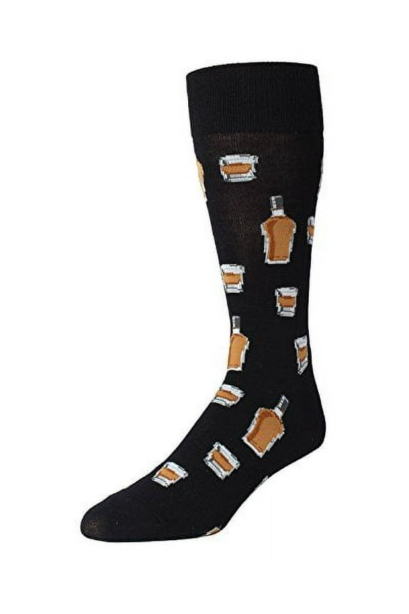 Whiskey Bar Conversational Bamboo Blend Men's Socks - Mens - Male, 10-13, Black
