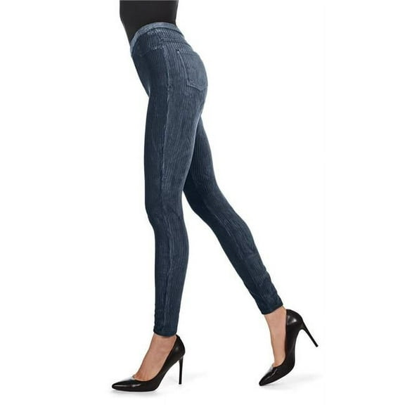 MeMoi Wide-Rib Stretch Corduroy Leggings - Womens - Female (S/M, Slate Blue)