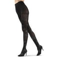 thumbnail image 1 of MeMoi Women's Wild Floral Opaque Nylon Tights - Womens - Female, Small/Medium, Black, 1 of 7