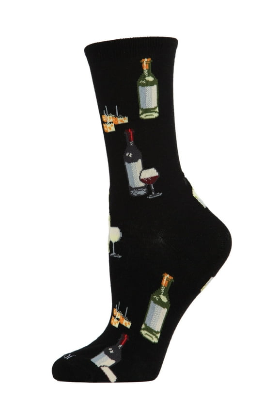 Wine and Cheese Bamboo Blend Crew Socks - Womens - Female, 9-11, Pink