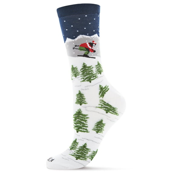 MeMoi Women's Winter Wonderland Holiday Bamboo Blend Crew Socks - Womens - Female, 9-11, White