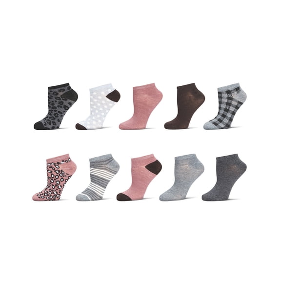 MeMoi Women's 10 Pair Pack Leopard Low Cut Socks - Womens - Female, 9-11, Blush
