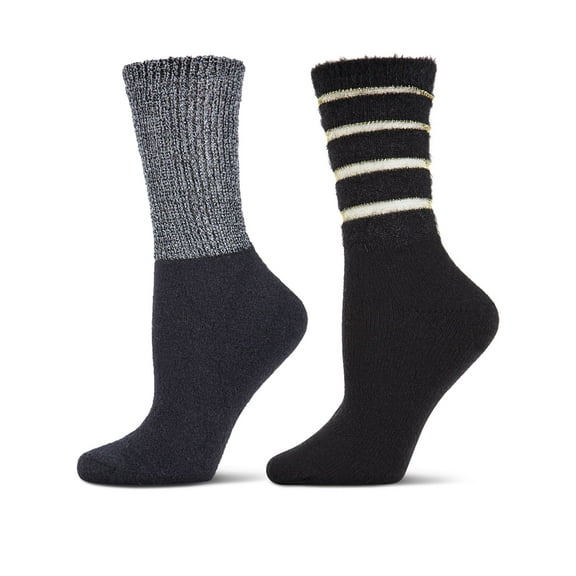 MeMoi Women's 2 Pair Pack Cozy Crew Socks - Womens - Female, 9-11, Gray