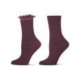 thumbnail image 1 of MeMoi 2 Pair Women's Combed Cotton-Rich Crew Socks - Womens - Female, 9-11, Blackberry Wine, 1 of 6