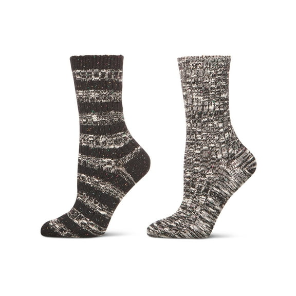 MeMoi Women's 2 Pair Pack Mixed Stripe Crew Socks - Womens - Female, 9-11, Legion Blue